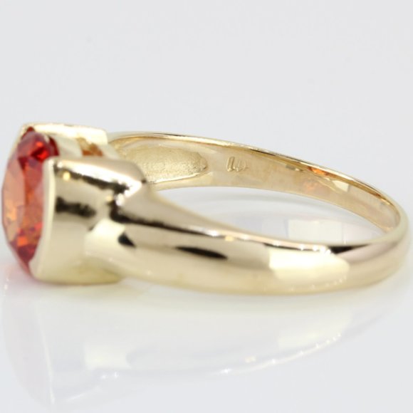 14k Yellow Gold Solitaire Orange Gemstone Ring - Picture 6 of 7